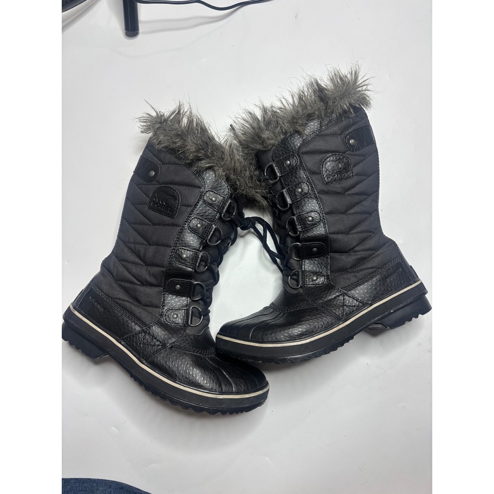Sorel Tofino II Black‎ Waterproof Winter Boots Faux Fur NL2332-010 Womens 7